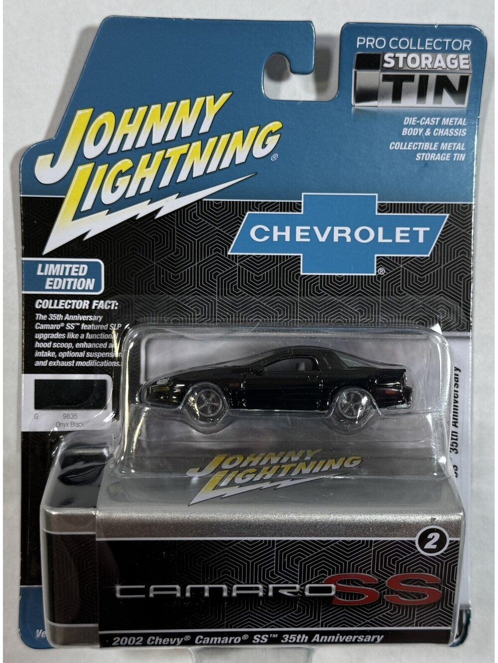 Johnny Lightning 2002 Chevy Camaro SS 35th Anniversary Limited Edition Black Tin
